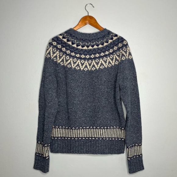 Tommy Hilfiger Blue Nordic Fair Isle Crewneck Wool Silk Sweater - Picture 2 of 6